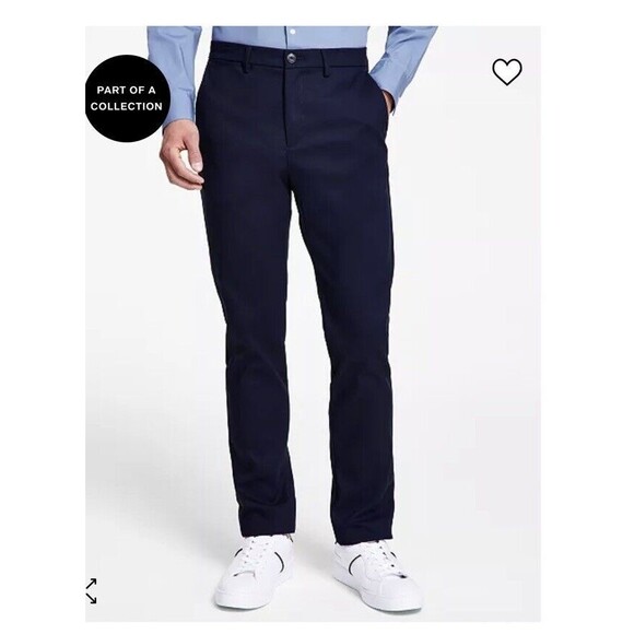 CALVIN Klein Men's Straight-Fit Stretch Chino Pants Sky Captain Blue 42W x 32L - Picture 1 of 16